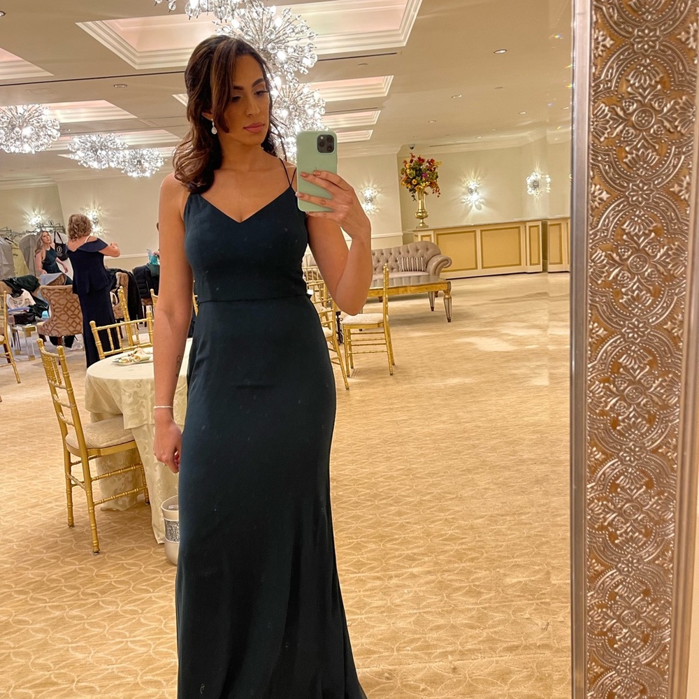 Bridesmaids dress, forest green, stretchy